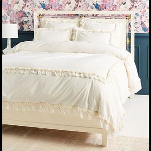 New Anthropologie Embellished Dakota Euro Sham Ivory